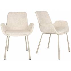 Lot de 2 Chaises Design Brit Zuiver Fauteuil de Table Beige en Tissu et Acier 59x62x79cm