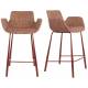 Lot de 2 Chaises Hautes Design Brit Zuiver Fauteuil de Bar Rouge en Tissu et Acier 54x57x91,5cm