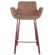 Lot de 2 Chaises Hautes Design Brit Zuiver Fauteuil de Bar Rouge en Tissu et Acier 54x57x91,5cm