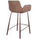 Lot de 2 Chaises Hautes Design Brit Zuiver Fauteuil de Bar Rouge en Tissu et Acier 54x57x91,5cm