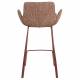 Lot de 2 Chaises Hautes Design Brit Zuiver Fauteuil de Bar Rouge en Tissu et Acier 54x57x91,5cm