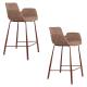 Lot de 2 Chaises Hautes Design Brit Zuiver Fauteuil de Bar Rouge en Tissu et Acier 54x57x91,5cm