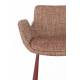 Lot de 2 Chaises Hautes Design Brit Zuiver Fauteuil de Bar Rouge en Tissu et Acier 54x57x91,5cm