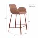 Lot de 2 Chaises Hautes Design Brit Zuiver Fauteuil de Bar Rouge en Tissu et Acier 54x57x91,5cm