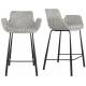 Lot de 2 Chaises Hautes Design Brit Zuiver Fauteuil de Bar Gris Clair en Tissu et Acier 54x57x91,5cm