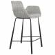 Lot de 2 Chaises Hautes Design Brit Zuiver Fauteuil de Bar Gris Clair en Tissu et Acier 54x57x91,5cm