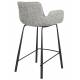 Lot de 2 Chaises Hautes Design Brit Zuiver Fauteuil de Bar Gris Clair en Tissu et Acier 54x57x91,5cm