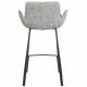 Lot de 2 Chaises Hautes Design Brit Zuiver Fauteuil de Bar Gris Clair en Tissu et Acier 54x57x91,5cm