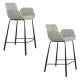 Lot de 2 Chaises Hautes Design Brit Zuiver Fauteuil de Bar Gris Clair en Tissu et Acier 54x57x91,5cm