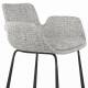 Lot de 2 Chaises Hautes Design Brit Zuiver Fauteuil de Bar Gris Clair en Tissu et Acier 54x57x91,5cm