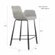 Lot de 2 Chaises Hautes Design Brit Zuiver Fauteuil de Bar Gris Clair en Tissu et Acier 54x57x91,5cm