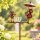 Pluviomètre à Piquer Tuteur Plante Décoration de Jardin Motif Chat et Souris en Métal Patiné Marron et Tube en Verre 17x33x119cm