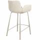 Lot de 2 Chaises Hautes Design Brit Zuiver Fauteuil de Bar Beige en Tissu et Acier 54x57x91,5cm