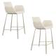 Lot de 2 Chaises Hautes Design Brit Zuiver Fauteuil de Bar Beige en Tissu et Acier 54x57x91,5cm