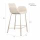 Lot de 2 Chaises Hautes Design Brit Zuiver Fauteuil de Bar Beige en Tissu et Acier 54x57x91,5cm
