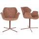 Lot de 2 Fauteuils de Table Nikki Rouge Zuiver Siège Chaise de Table en Tissu et Acier 62x66x80cm
