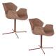 Lot de 2 Fauteuils de Table Nikki Rouge Zuiver Siège Chaise de Table en Tissu et Acier 62x66x80cm
