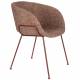 Lot de 2 Chaises Feston Zuiver Siège Design Rouge Assise de Table en Tissu 55x56,5x77cm