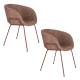 Lot de 2 Chaises Feston Zuiver Siège Design Rouge Assise de Table en Tissu 55x56,5x77cm