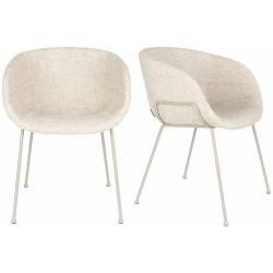Lot de 2 Chaises Feston Zuiver Siège Design Beige Assise de Table en Tissu 55x56,5x77cm