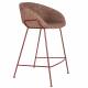 Lot de 2 Tabourets de Comptoir Design Feston Zuiver Fauteuil de Bar Rouge en Tissu 53x54,5x88,5cm