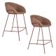 Lot de 2 Tabourets de Comptoir Design Feston Zuiver Fauteuil de Bar Rouge en Tissu 53x54,5x88,5cm