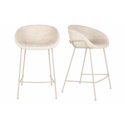 Lot de 2 Tabourets de Comptoir Design Feston Zuiver Fauteuil de Bar Beige en Tissu 53x54,5x88,5cm