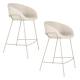 Lot de 2 Tabourets de Comptoir Design Feston Zuiver Fauteuil de Bar Beige en Tissu 53x54,5x88,5cm