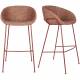 Lot de 2 Tabourets de Comptoir Design Feston Zuiver Fauteuil de Bar Rouge en Tissu 53x54,5x98,5cm