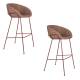 Lot de 2 Tabourets de Comptoir Design Feston Zuiver Fauteuil de Bar Rouge en Tissu 53x54,5x98,5cm