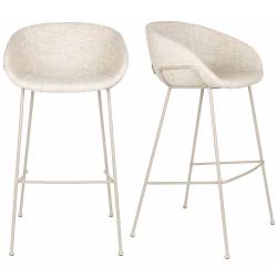 Lot de 2 Tabourets de Comptoir Design Feston Zuiver Fauteuil de Bar Beige en Tissu 53x54,5x98,5cm