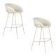 Lot de 2 Tabourets de Comptoir Design Feston Zuiver Fauteuil de Bar Beige en Tissu 53x54,5x98,5cm