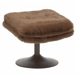 Repose Pied Memento Fausse Fourrure Chocolat Athezza Pouf d’Appoint Assise Acier 44x45x50cm