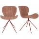 Lot de 2 Chaises Design OMG Zuiver en Tissu et Acier Rouge 51x59x79cm