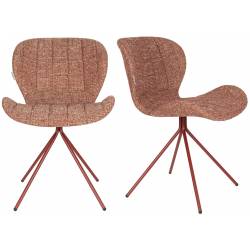 Lot de 2 Chaises Design OMG Zuiver en Tissu et Acier Rouge 51x59x79cm