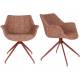 Lot de 2 Fauteuils Pivotants Doulton Vintage Rouge Zuiver Sièges Assises de Table en Tissu Chiné et Métal 61x67x80cm