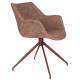 Lot de 2 Fauteuils Pivotants Doulton Vintage Rouge Zuiver Sièges Assises de Table en Tissu Chiné et Métal 61x67x80cm