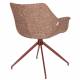 Lot de 2 Fauteuils Pivotants Doulton Vintage Rouge Zuiver Sièges Assises de Table en Tissu Chiné et Métal 61x67x80cm