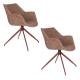 Lot de 2 Fauteuils Pivotants Doulton Vintage Rouge Zuiver Sièges Assises de Table en Tissu Chiné et Métal 61x67x80cm