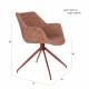 Lot de 2 Fauteuils Pivotants Doulton Vintage Rouge Zuiver Sièges Assises de Table en Tissu Chiné et Métal 61x67x80cm