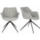 Lot de 2 Fauteuils Pivotants Doulton Vintage Gris Zuiver Sièges Assises de Table en Tissu Chiné et Métal 61x67x80cm