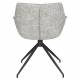 Lot de 2 Fauteuils Pivotants Doulton Vintage Gris Zuiver Sièges Assises de Table en Tissu Chiné et Métal 61x67x80cm