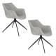 Lot de 2 Fauteuils Pivotants Doulton Vintage Gris Zuiver Sièges Assises de Table en Tissu Chiné et Métal 61x67x80cm