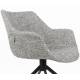 Lot de 2 Fauteuils Pivotants Doulton Vintage Gris Zuiver Sièges Assises de Table en Tissu Chiné et Métal 61x67x80cm
