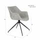 Lot de 2 Fauteuils Pivotants Doulton Vintage Gris Zuiver Sièges Assises de Table en Tissu Chiné et Métal 61x67x80cm