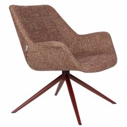 Fauteuil Vintage Doulton Zuiver Siège Pivotant Rouge Assise de Salon en Tissu et Acier 78,5x80,5x84,5cm