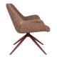 Fauteuil Vintage Doulton Zuiver Siège Pivotant Rouge Assise de Salon en Tissu et Acier 78,5x80,5x84,5cm