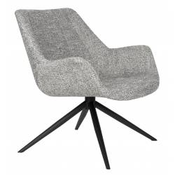 Fauteuil Vintage Doulton Zuiver Siège Pivotant Gris Assise de Salon en Tissu et Acier 78,5x80,5x84,5cm
