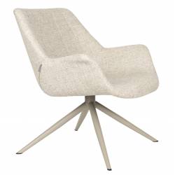 Fauteuil Vintage Doulton Zuiver Siège Pivotant Beige Assise de Salon en Tissu et Acier 78,5x80,5x84,5cm