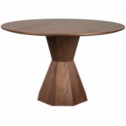 Table de Repas Lotus Zuiver Table de Salle à Manger Ronde Piètement Central Finition Noyer 75x120x120cm